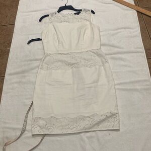 White Tahari Lace Detail Dress